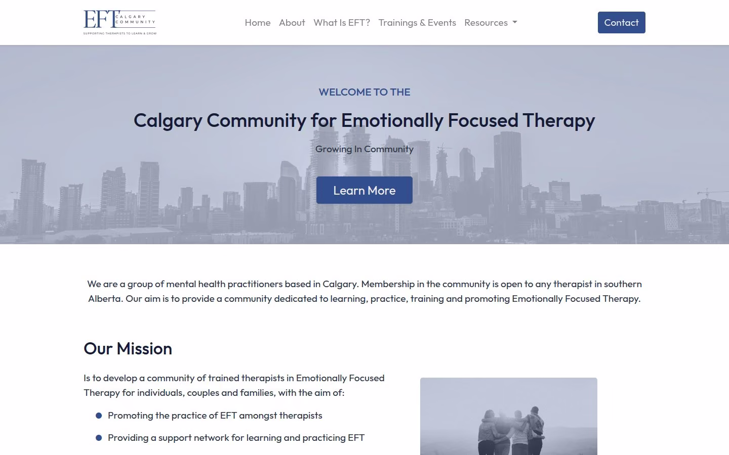 Screenshot of the EFT Calgary website